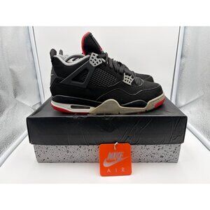 Nike Air Jordan 4 Retro Black Fire Red Cement Grey Size 8.5 Mens 308497-060